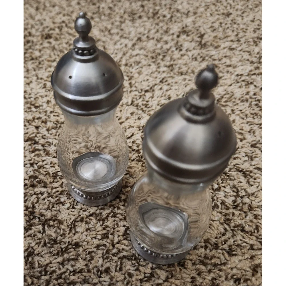 Southern Living at Home Astoria Salt &‎ Pepper Shaker Set Brushed Silver & Glass